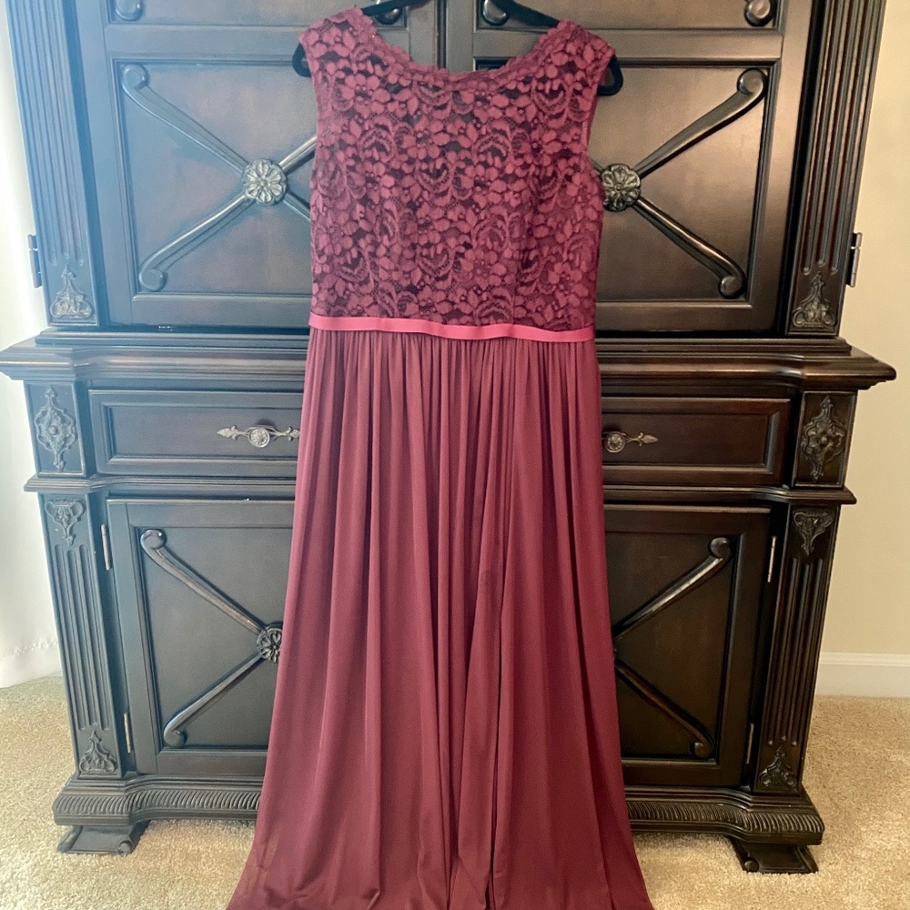 Burgundy floor length gown